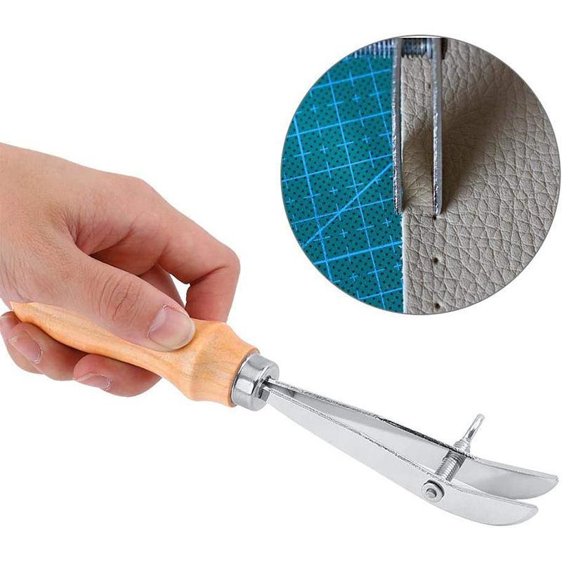 Groover Stitching Tool - *調整可能な革縁溝切り器、革細工用溝切り工具、DIY革細工用具、縫い目圧着器、溝切り工具、木製ハンドル