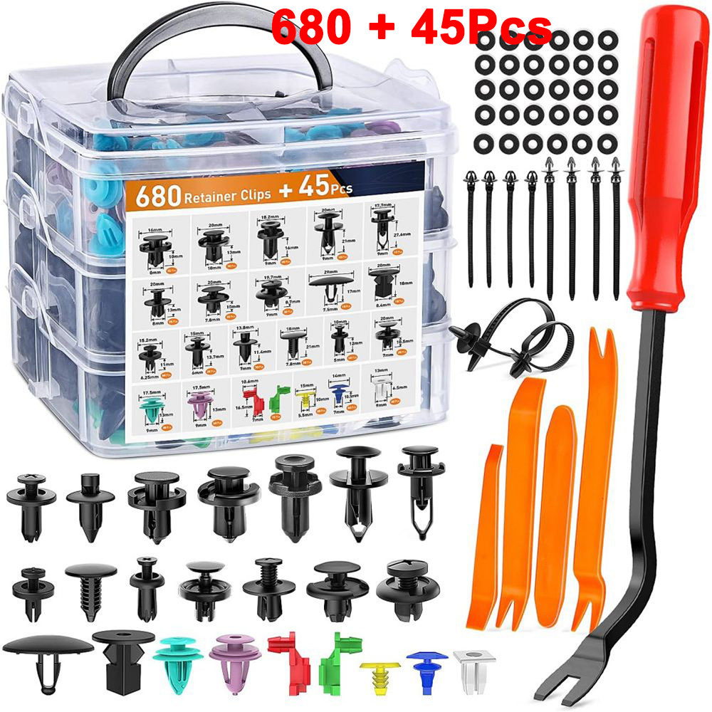 Rivet Setter Tool - 自動ファスナークリップ 680 個車体プッシュリテーナーピンリベットバンパードアトリムパネルリテーナーファスナーキット自動取り外しツール