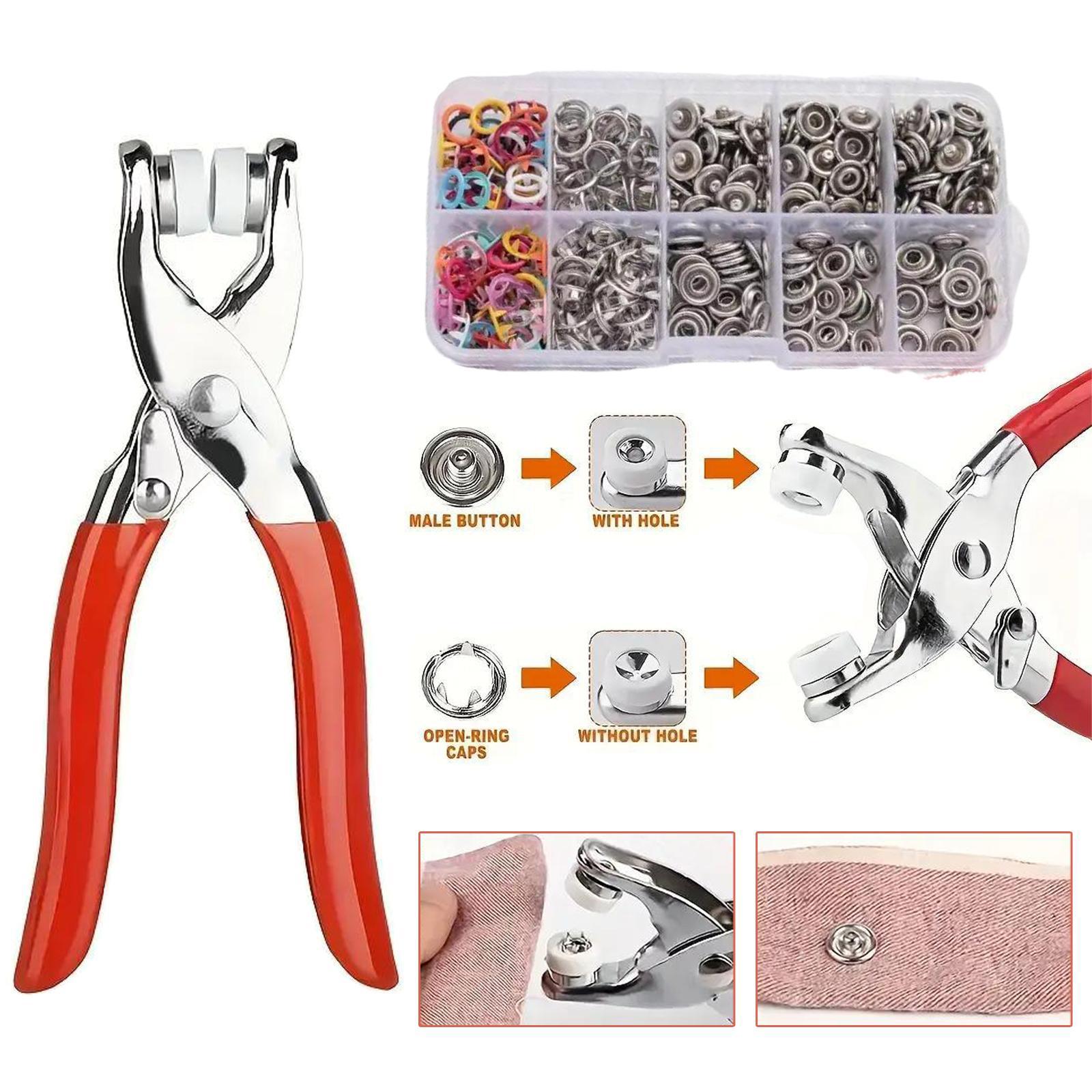 Rivet Setter Tool - 100セットの金属製スナップボタンとファスナーペンチプレスツールキット、DIYクラフト、服、帽子、縫製に最適、スナップボタンファスナー