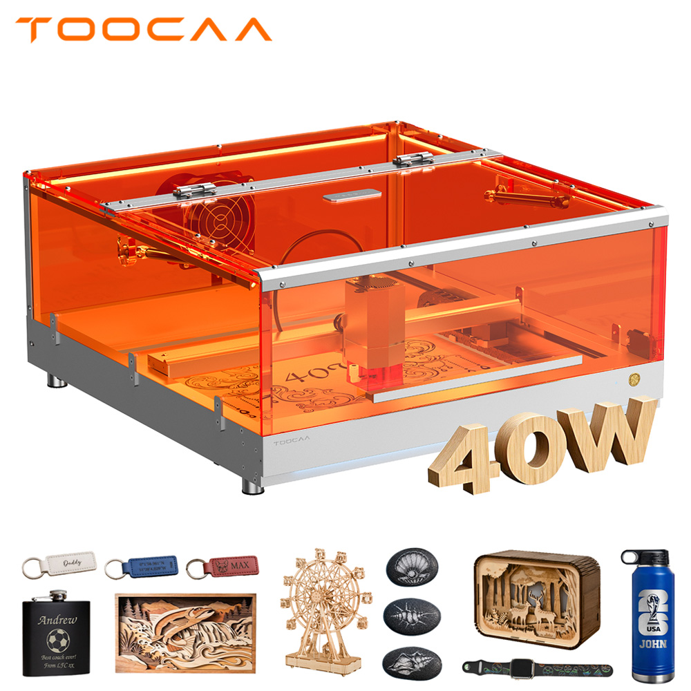 Leatherwork Machine - TOOCAA L2 40W AIデスクトップレーザー彫刻機＆カッターマシン、完全密閉型クラス1安全設計、16.34インチ x 15.55インチの大型作業エリア、木材、アクリル、革、石、金属、DIYクラフト、小規模ビジネス向け