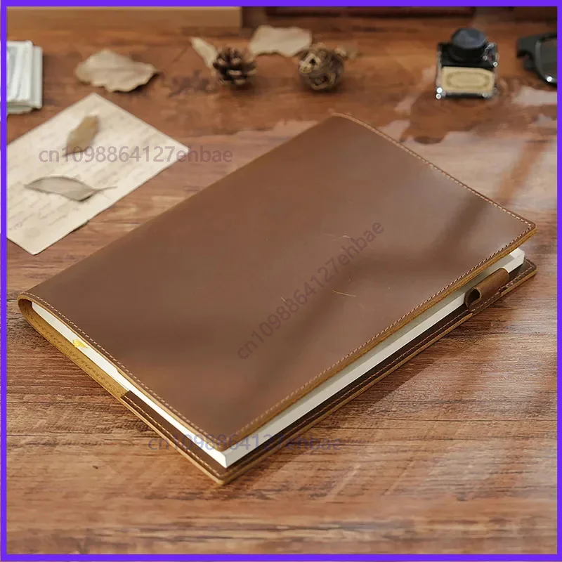 ヴィンテージ風レザーB5サイズのノートカバー。大判のメモ帳や - Leather Work Diary Covers のレビューと価格