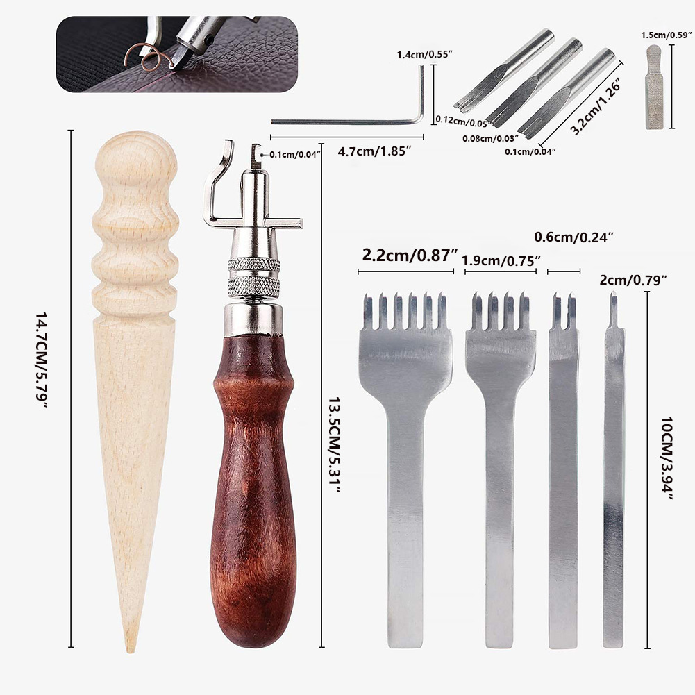 7 in 1調整可能なレザークラフトグルーバー、DIY手作り - Groover Stitching Tool のレビューと価格