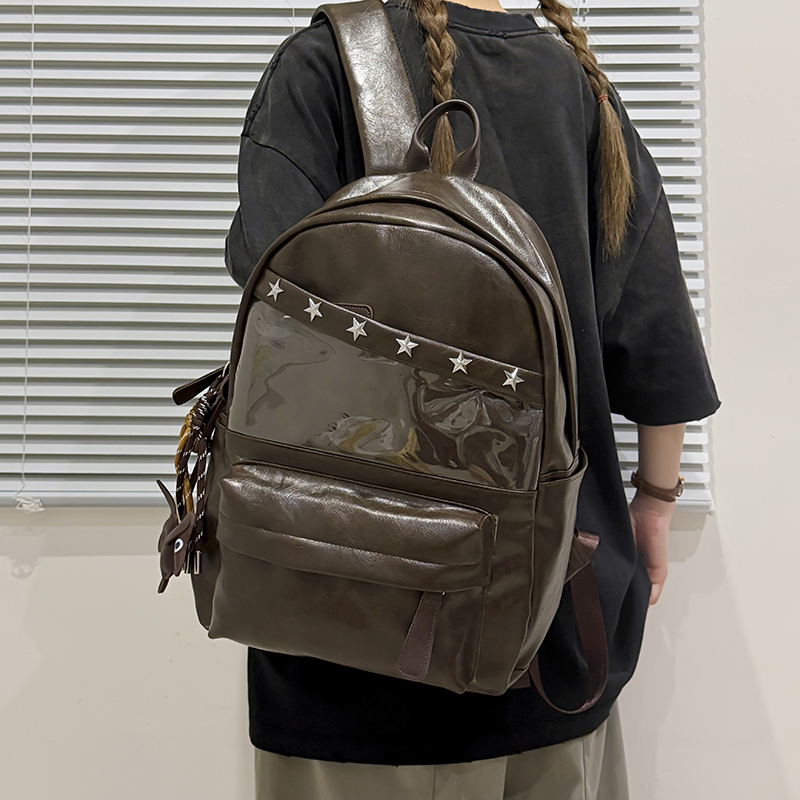 レディース・メンズ用PUレザー製バックパック。旅行、ハイキン - Leather Work Rucksack Mens のレビューと価格