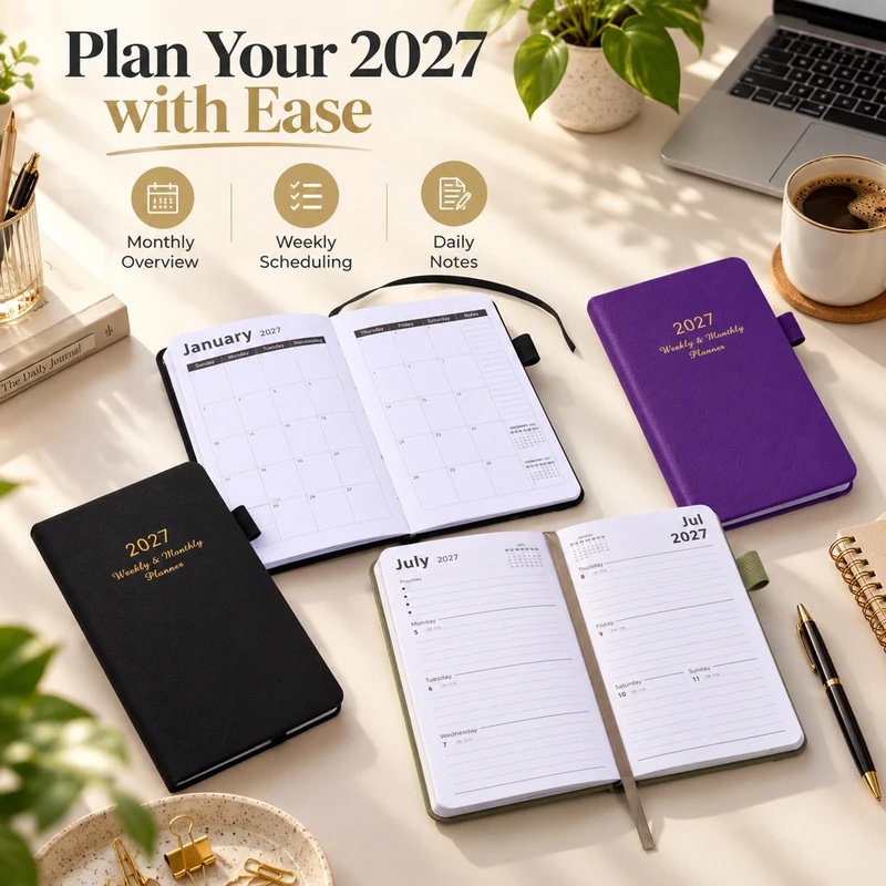 2027年版 週間・月間プランナー、ペンホルダー付きの革製カ - Leather Work Diary Covers のレビューと価格