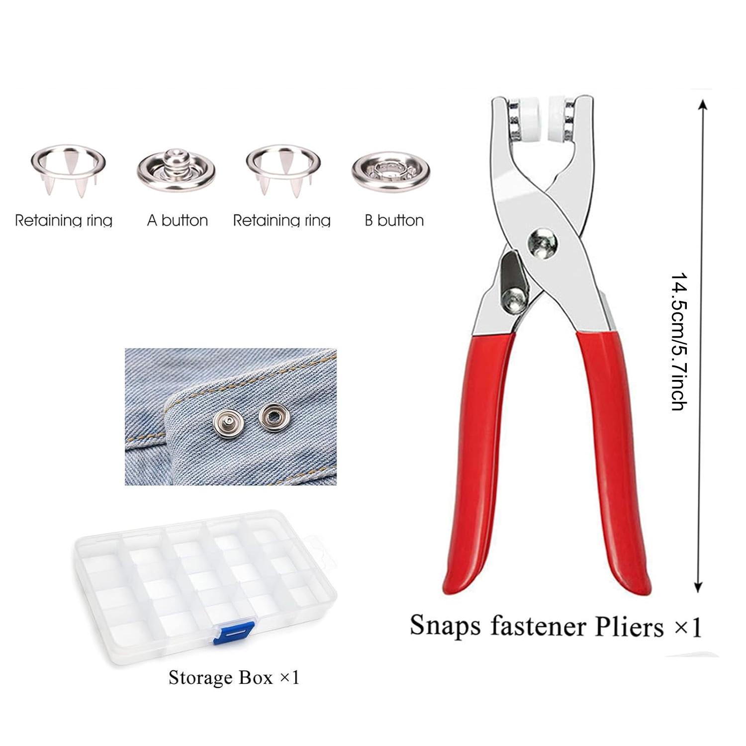 100セットの金属製スナップボタンとファスナーペンチプレスツ - Rivet Setter Tool のレビューと価格