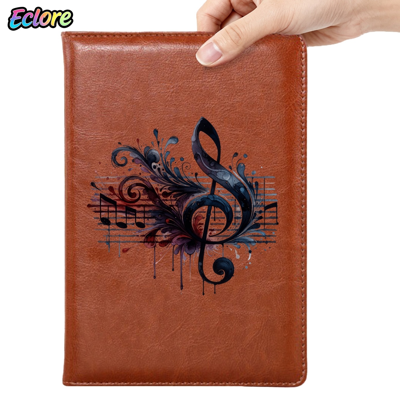 水彩画の音楽記号レザージャーナルノートブック、パーソナライズ - Leather Work Diary Covers のレビューと価格